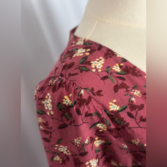 Lush Floral Print Red Women's Mini Dress (671) - Picture 7 of 17